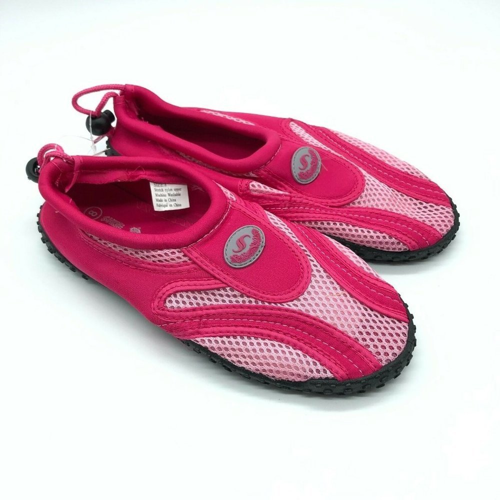Shoe Shack Womens Water Shoes Drawstring Mesh Slip On Pink Size 8